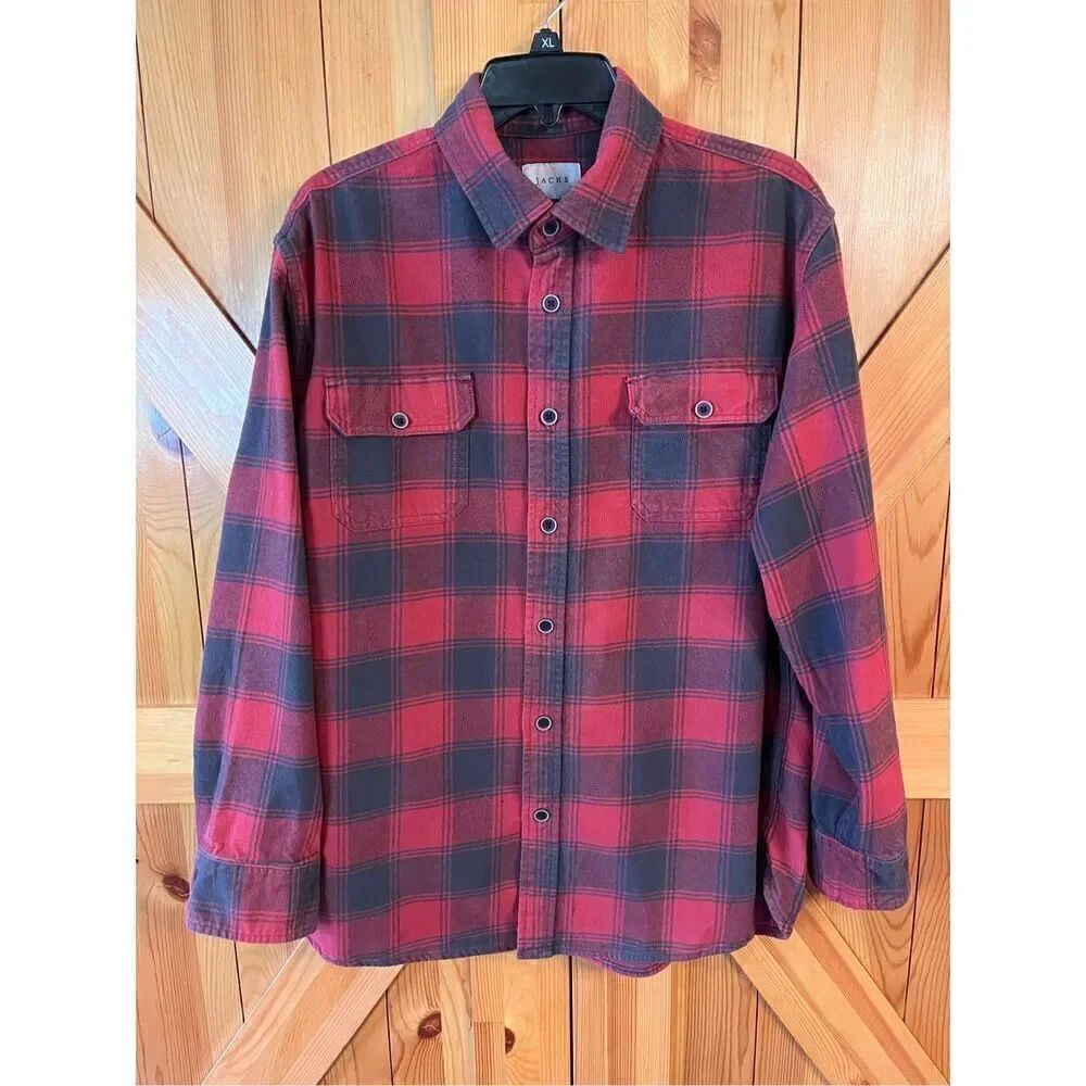 Jach’s Red and Black Flannel Button Down Shirt Size Large (3530)